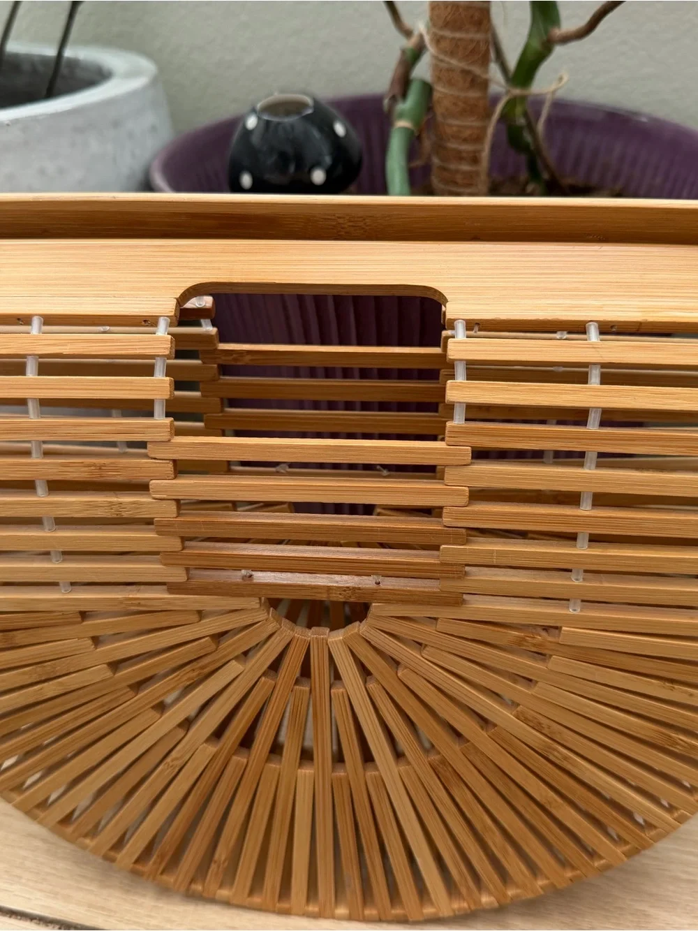 Bamboo Half-Moon Handbag - Natural
